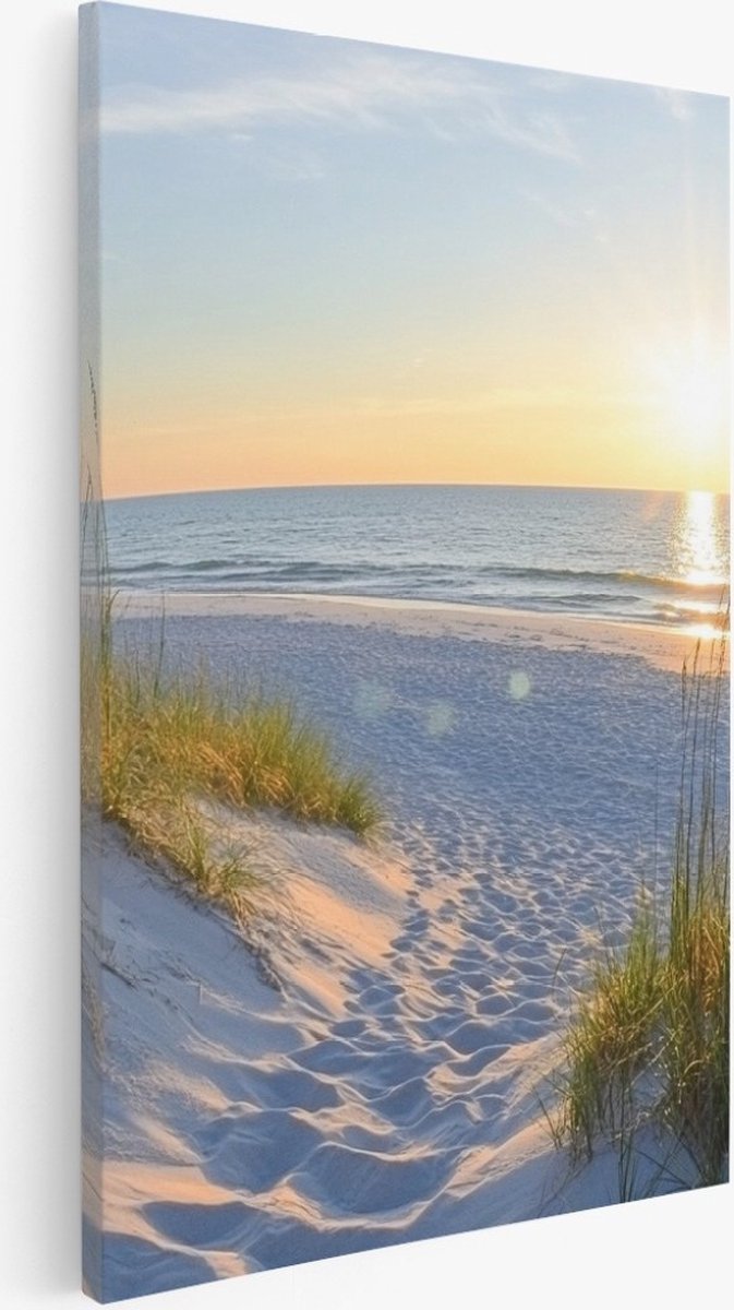 Saammp Canvas Schilderij - Strand - Zee - Pad Tussen Duinen - 20x30 - Foto op canvas - Wanddecoratie - muurdecoratie Woonkamer - Slaapkamer decoratie - Canvas Print Multicolor