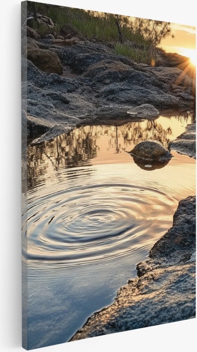 Saammp Canvas Schilderij - Natuur - Winter - Besneeuwde brug - landschappen - 20x30 - Foto op canvas - Wanddecoratie - Muurdecoratie Woonkamer - Slaapkamer decoratie - Canvas Print Multicolor