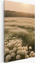 Saammp Canvas Schilderij - Landschap - Wit - Bloemenveld - Natuur - 30x40 - Foto op canvas - Wanddecoratie - Muurdecoratie Woonkamer - Slaapkamer decoratie - Canvas Print