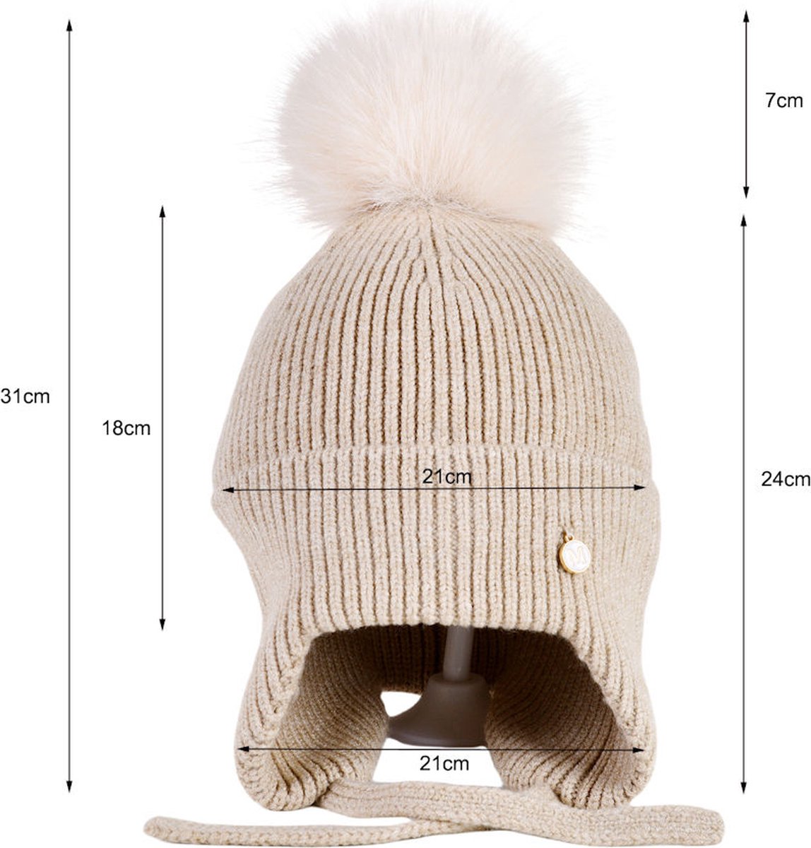 Decopatent - Muts Kind - Kinder muts met pompon - 6 Maanden t/m 6 jaar - Maat 48/52 - Kindermutsen Jongens & Meisjes - Gebreide Muts met Binnenvoering - Muts Baby / Peuter / Kleuter - Wintermuts - Kleur: Beige — cadeau in Mode & Accessoires - foto 5
