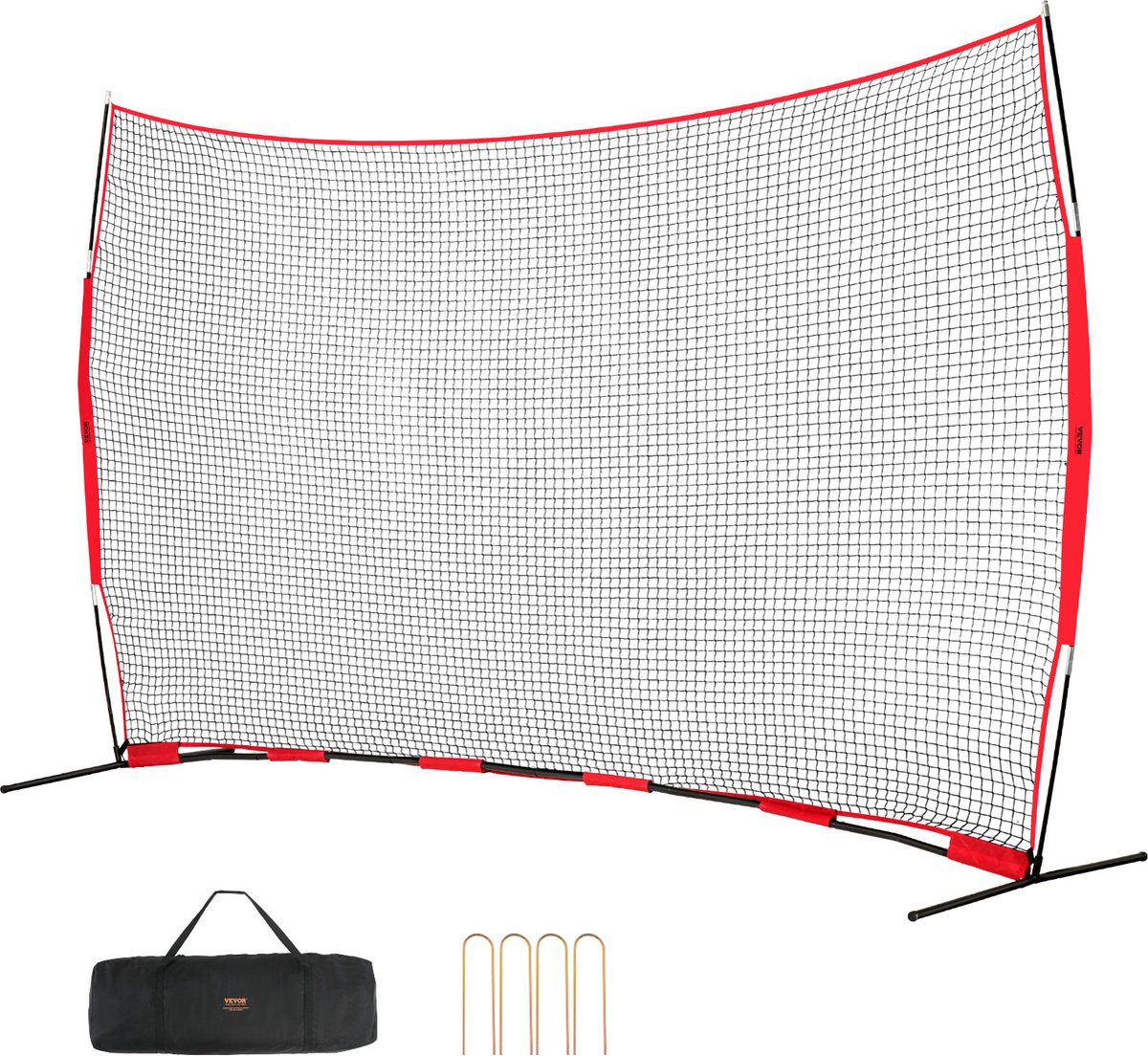 VEVOR Barricade Backstop Net, Balsportbarrièrenet, 200" x 55" x 120" Draagbare Oefenapparatuur met Draagtas, Beschermend Scherm voor Honkbal, Softbal, Voetbal, Tuin