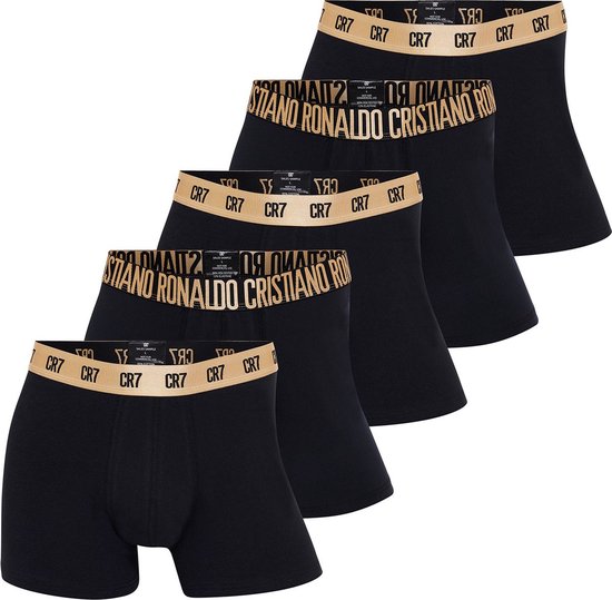 CR7 Heren Boxershorts Zwart Katoen/Microfiber Zwart/Goud 5-Pack - Maat XXL