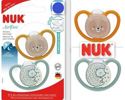 Nuk Airflow | siliconen fopspenen | 2st. set | glimt in het donker | 0-6 maanden