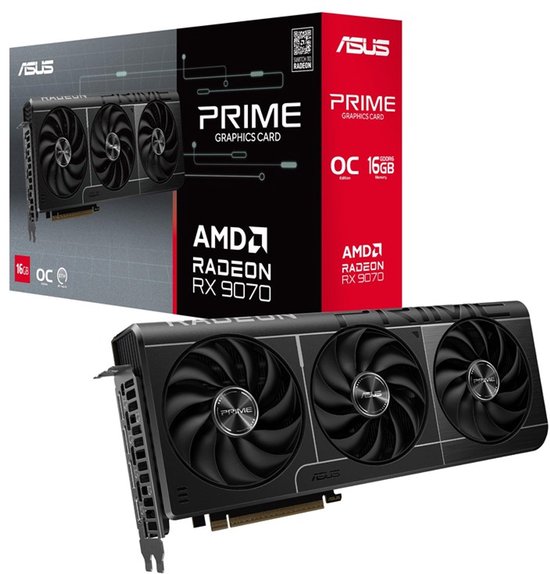ASUS PRIME AMD Radeon RX 9070 - Videokaart - 16GB - GDDR6 - 1x HDMI 2.1b - 3x DisplayPort 2.1a