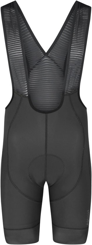 Cuissard noir avec bretelles et mesh rayé au dos.