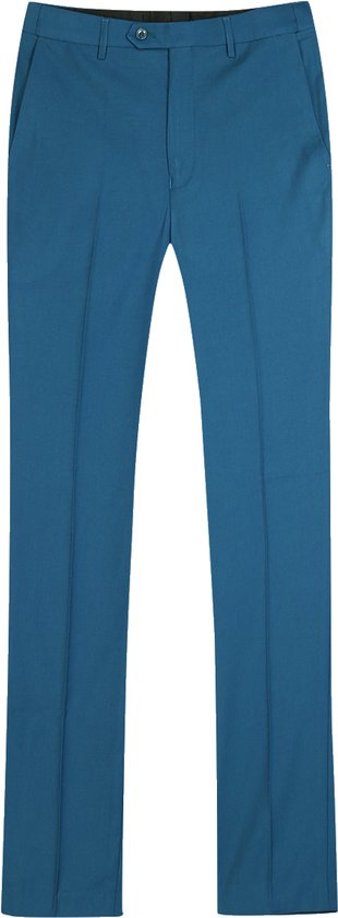 Petrolkleurige nette pantalon met persvouwen en broekband.