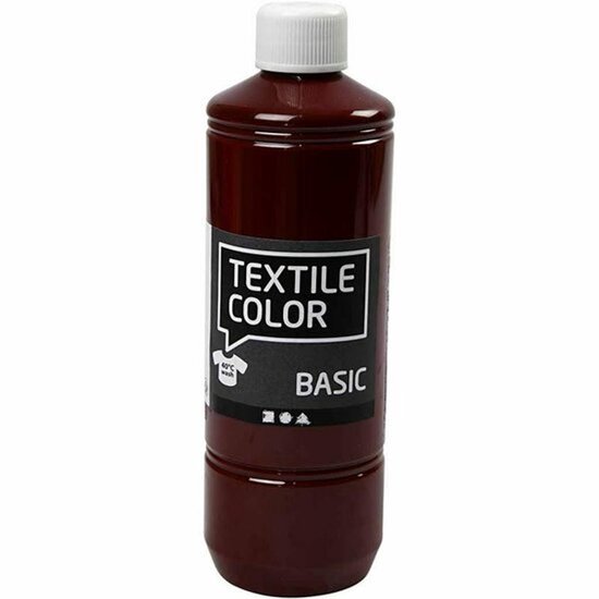 Peinture textile - Peinture pour vêtements - Marron - Basic - Couleur Textile - Creotime - 500 ml
