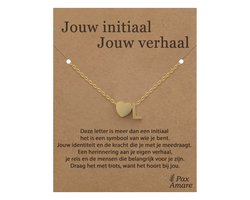 Letter L ketting op Cadeau Kaartje - Jouw initiaal, jouw verhaal - 45cm Goudkleurig Stainless Steel - Initiaal & Hartje Hanger - Pax Amare