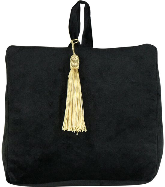 Butoir de porte Mars & More - 3x - velours - couleur noire - 17 x 10 x 18 cm - pour portes intérieures