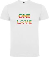 T-shirt Wit avec imprimé coloré « Rasta – One Love – Peace – Music Style _ Freedom » Imprimé en couleur Taille 2XL