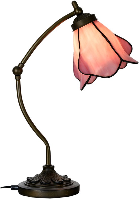 Foto: Lumilamp tiffany tafellamp 26x19x50 cm roze glas