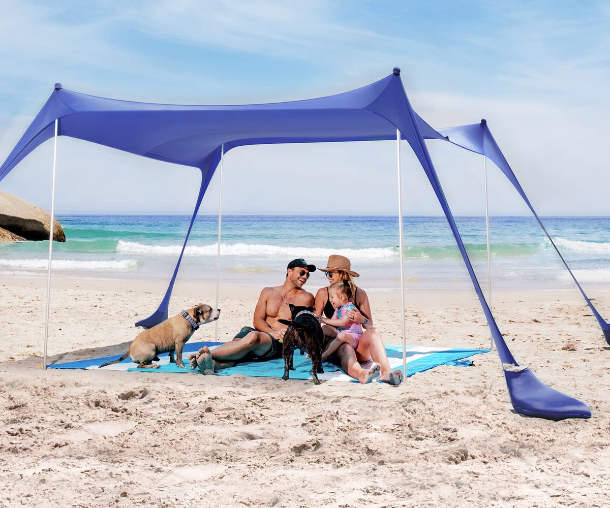 Glymnis Tente De Plage Pour 3 à 4 Personnes – Protection Solaire Automatique UPF 50 + Anti-UV – Étanche Avec Sac De Transport Pour Camping, Plage, Pique-Nique, Extérieur, Maison, Jardin, Intérieur