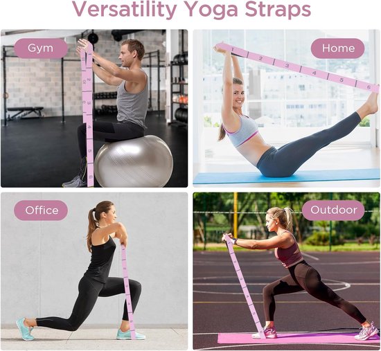Yoga Stretch riem met weerstandsbanden - geschikt voor fitness en stretching - 11 lussen — afbeelding 4