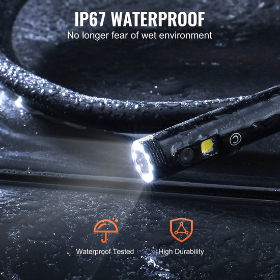 DEPSTECH Endoscoopcamera Met Licht, 5,5 Mm Dual Lens Inspectiecamera 1080p Opname 43 Inch Scherm Gedeelde Weergave Instelbare 7 Leds Waterdicht Ip67 Afneembare 5 M Slangenslang