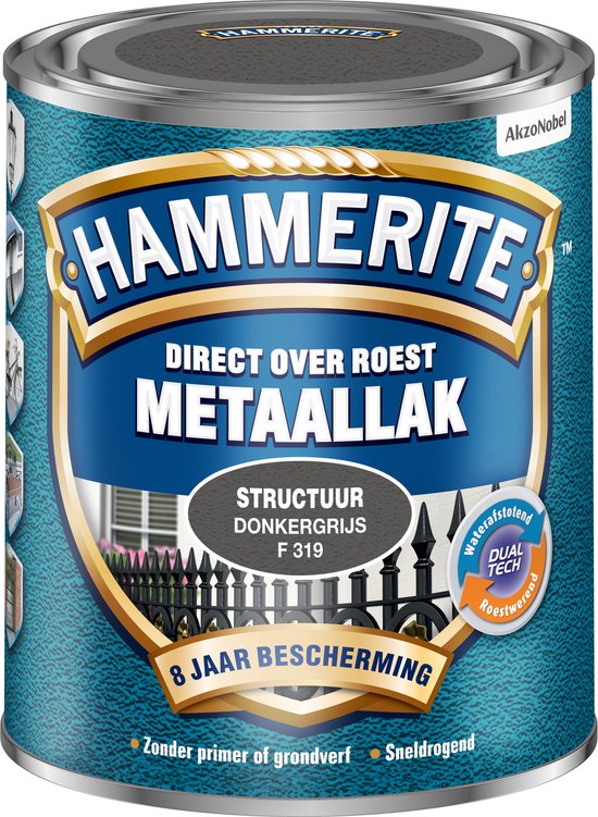Hammerite - Metaallak Structuur - Donkergrijs - 750 ML