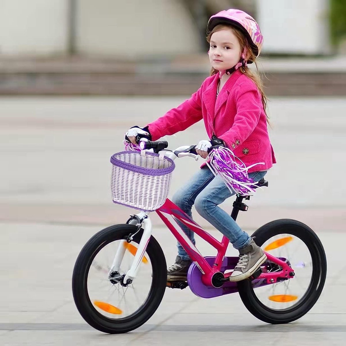 Fietsmand voor 12-18 inch meisjesfiets, opbergmand voor op het stuur voor meisjes, waterafstotende mand, fietsaccessoires…