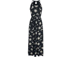 Gothicana Zwarte maxi jurk met zon, maan en sterren - Dames - XXL