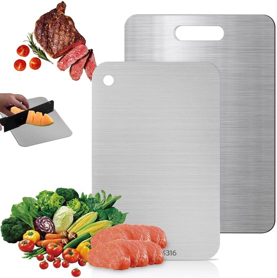 HOTUT Titanium Snijplank, SUS 304 Snijplank, Roestvrijstalen Snijplank voor Keuken, Vlees, Fruit, Groenten, Gemakkelijk te Reinigen, voor het Snijden van Levensmiddelen, 29cm x 20cm HOTUT Titanium Snijplank, SUS 304 Snijplank, Roestvrijstalen Snijplank voor Keuken, Vlees, Fruit, Groenten, Gemakkelijk te Reinigen, voor het Snijden van Levensmiddelen, 29cm x 20cm