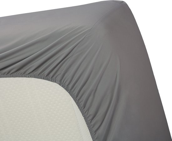 Drap-housse fendu Ambiante Cotton Uni - Extra large - Gris