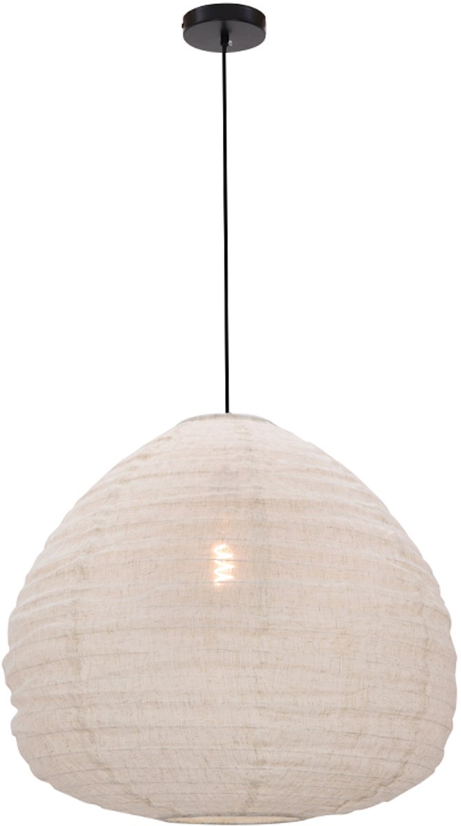 Olucia - LEILA - Hanglamp - Beige / Zwart - Vorm: Ovaal