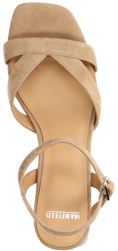 Manfield - Dames - Paarse suède sandalen met hak - Maat 41