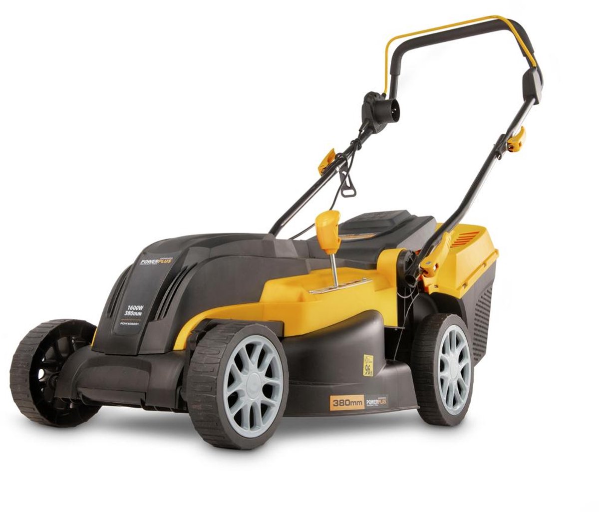 Bol.com Powerplus Elektrische Grasmaaier POWXG6251 - 1600 W en 380 mm Ø, grasmaaier met grasopvangbak, mulching en achteruitworp aanbieding