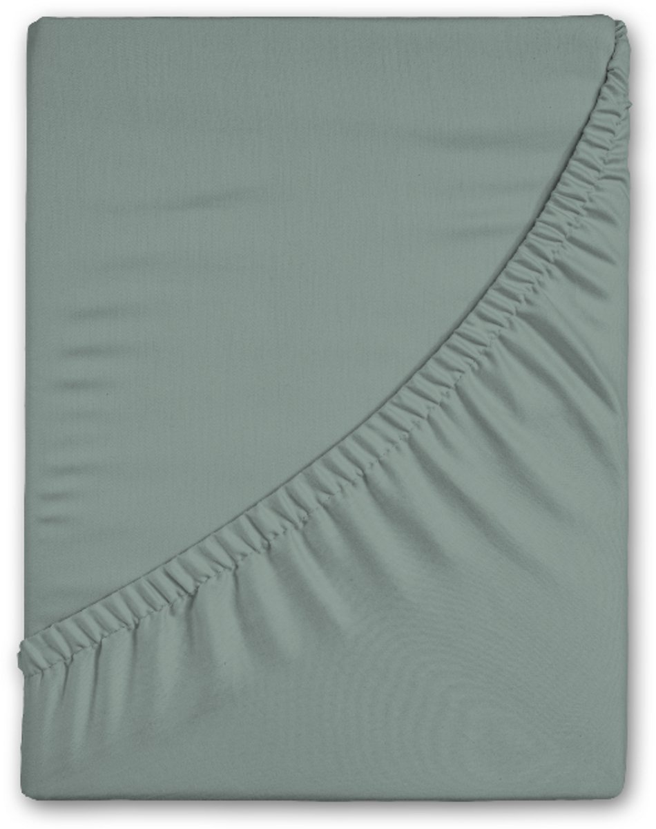 Good Morning hoeslaken effen kleur - 1 persoons 90x200 cm - Groen - 100% Katoen flanel