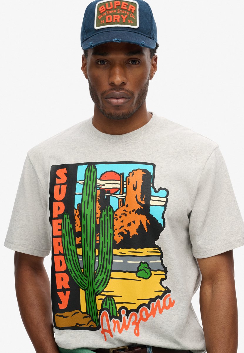 Superdry Travel Postcard T-shirt Heren T-shirts Grijs