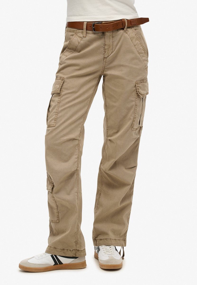 Superdry Rechte cargobroek met lage taille Dames Broeken Beige