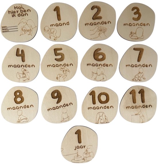 Mijlpaalkaarten - Mijlpaalkaarten baby - Mijlpaalkaart hout - Milestone baby cards - Mijlpaal baby - Milestone cards - Baby cadeau - Baby cadeautjes en kraamcadeautjes - baby cadeau jongen - baby cadeau meisje - Kerstcadeau - Sinterklaas cadeautjes — afbeelding 2