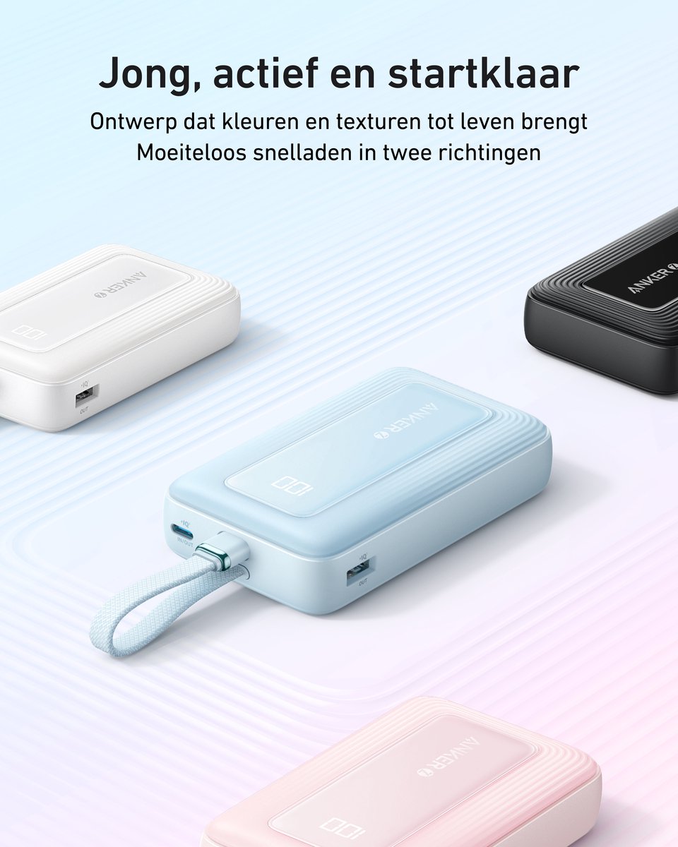 Anker Zolo Powerbank 20.000mAh 30W Zwart met USB-C Kabel - afbeelding 2