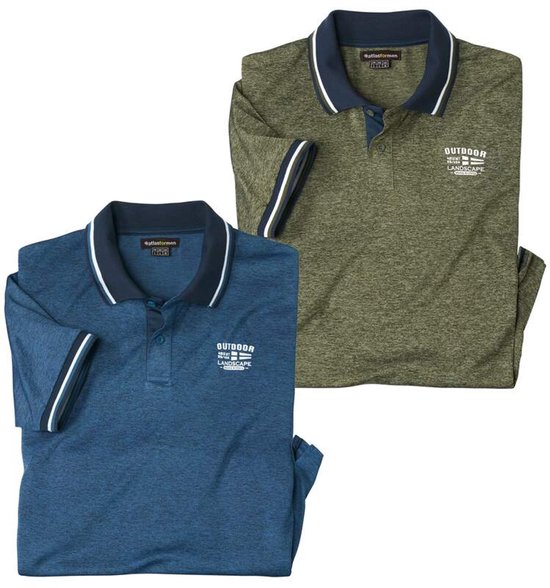 ATLAS FOR MEN - Set van 2 polo’s Outdoor - Heren - Verkrijgbaar in grote maten - XL