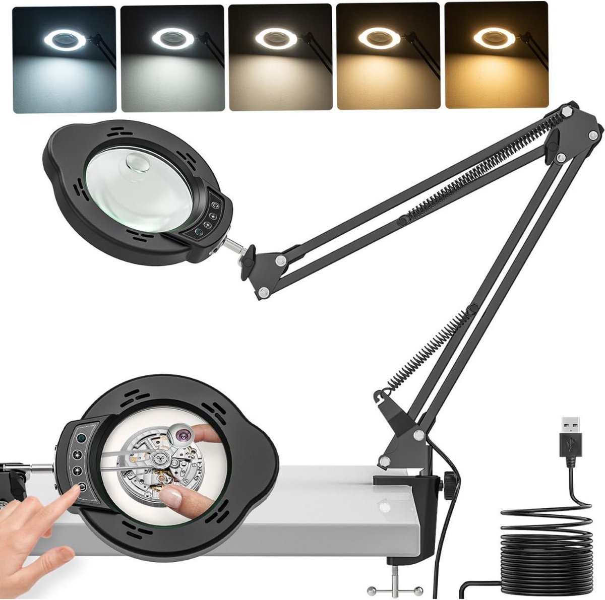 VELTRR® Vergrootglas Met Verlichting - Loeplamp met Led Verlichting - Zwart