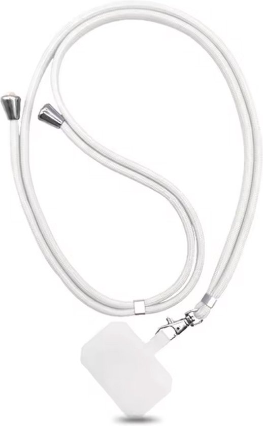 Smartphonica Telefoonkoord universeel - verstelbaar afneembaar koord voor mobiele telefoon - wit