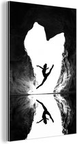 Aluminium schilderij 80x120 cm - Wanddecoratie metaal - Ballet - Hart - Grot - Zwart - Wit - Metalen muurdecoratie woonkamer - Decoratie industrieel - Foto op dibond - Industriële accessoires slaapkamer