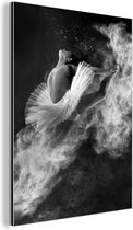 Aluminium schilderij 60x80 cm - Wanddecoratie metaal - Dans - Ballerina - Expressie - Zwart wit - Metalen muurdecoratie woonkamer - Decoratie industrieel - Foto op dibond - Industriële accessoires slaapkamer