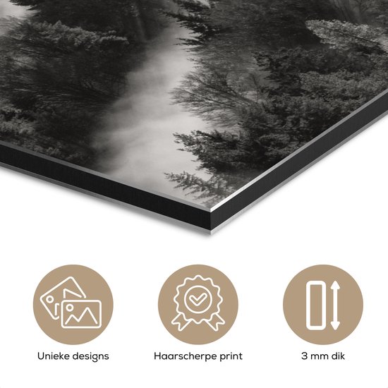 Tableau sur aluminium 120x80 cm - Décoration murale en métal - Paysage - Brume - Forêt - Nature - Décoration murale en métal pour salon - Décoration industrielle - Photo sur Dibond - Accessoires industriels pour chambre