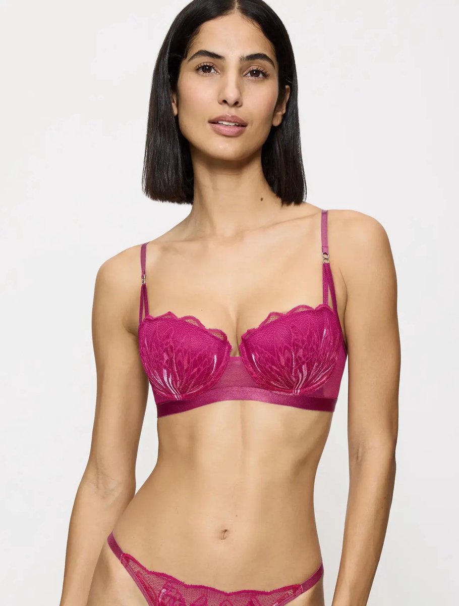 Sloggi Triump BH Crazy Stupid Love WHP - Beugel bh voorgevormde balconette bh met kant - Sexy lingerie dames - 75D - Roze
