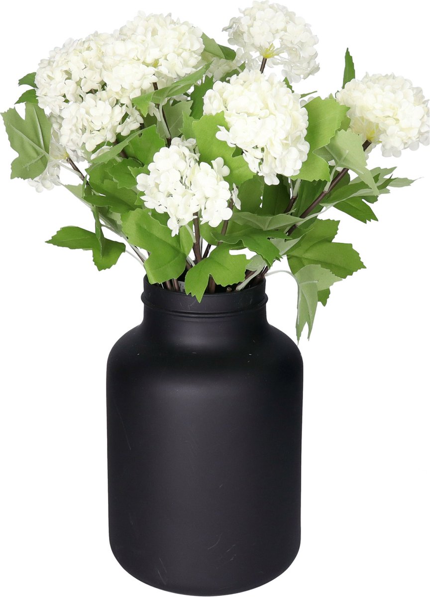 Bellatio Design Kunstbloem Viburnum/sneeuwbal - 5x - 46 cm - wit - losse steel - kunst zijdebloemen