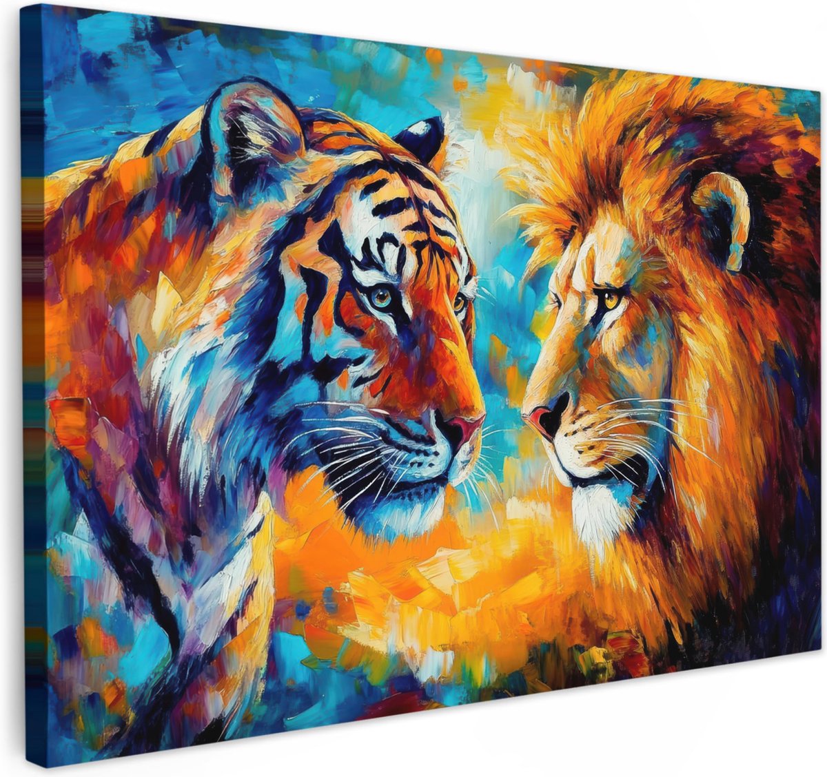 La'Moussawi ® MuchoWow© Canvasdoek, groot, 120 x 80 cm, XXL, decoratie, slaapkamer, esthetische canvasfoto's, woonkamer, schilderij, foto, cadeau, woonkamer, decoratie, dieren, kunst, leeuw, tijger