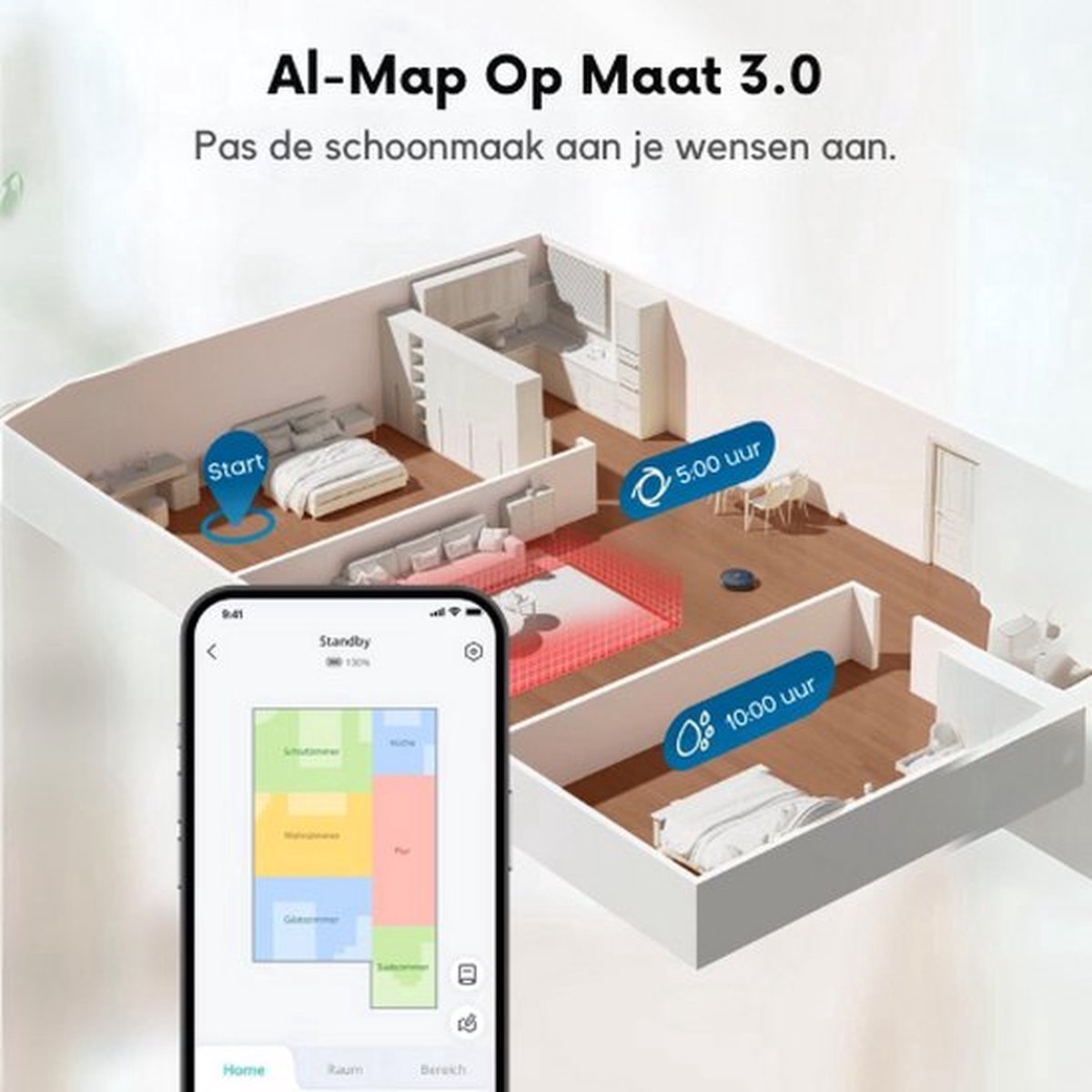 eufy X10 Pro Omni - Complete Robotstofzuiger met dweil en Vervangingssets - Robot Vacuum 8000 Pa zuigkracht - Tapijt detectie AI-obstakel vermijding - Wast en droogt de dwei - Automatisch legen en vullen — afbeelding 5