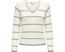 ONLY ONLGEENA L/S V-NECK KNT NOOS Dames Trui - Cloud Dancer W. Lily Pad