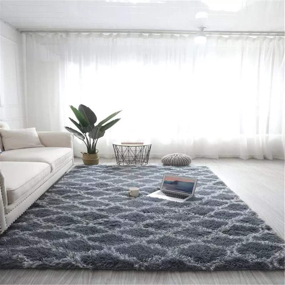 Vloerkleed Pluizig Tapijt Anti-Slip 1 stuk Grijs 80 x 120 cm