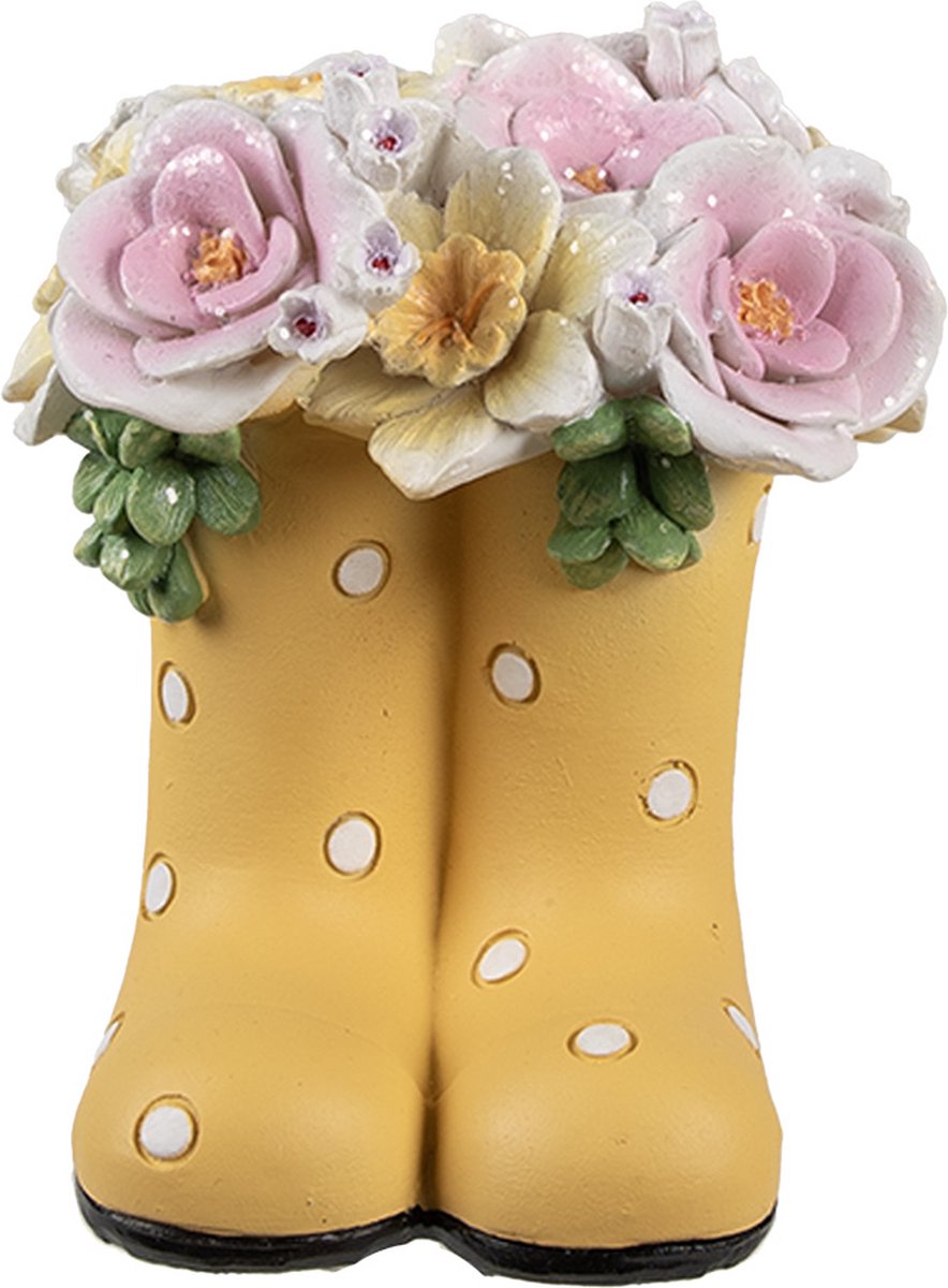 Decoratie Beeld Laars 10x10x12 cm Geel Kunststof Bloemen