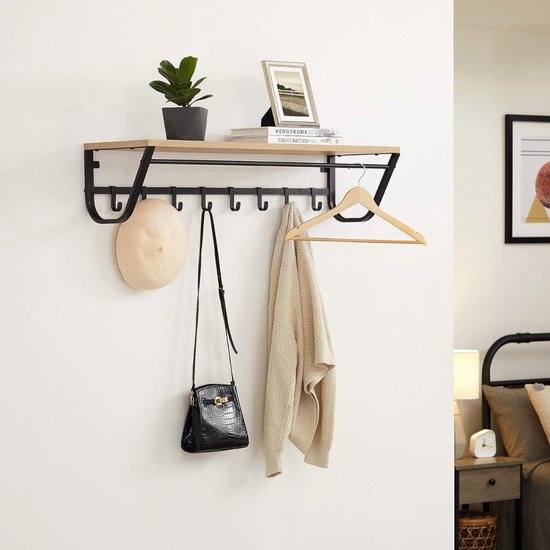 Porte-manteau mural avec étagère à chapeaux Veltro® - Porte-manteau - Étagère murale - Chêne clair