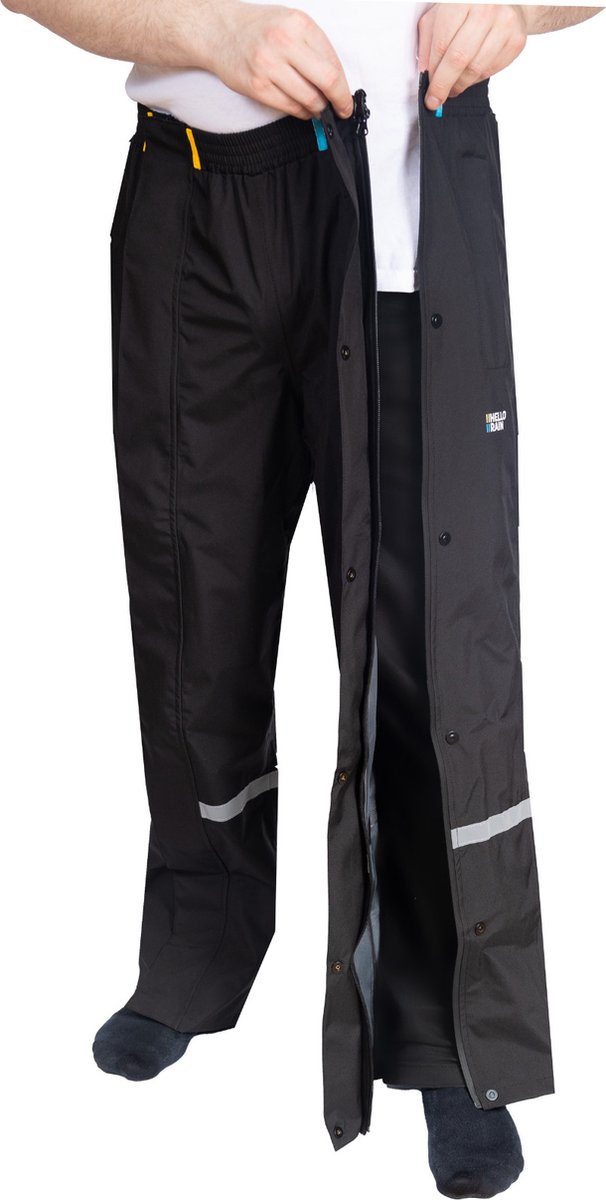 Hello Rain ZipDry Pro – Regenbroek 3-Lagen met Zijrits Zwart 2XL