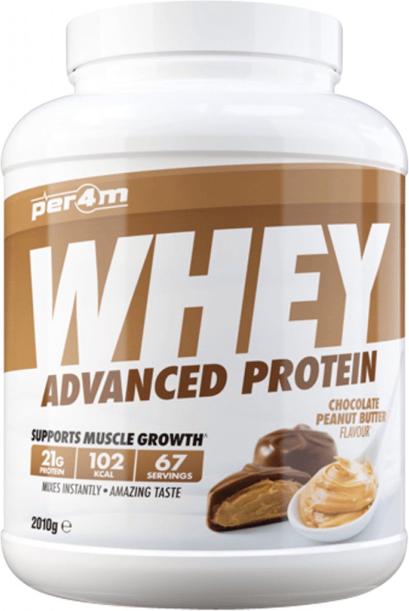 Goedkoopste Per4m Whey Advanced Protein (2010g) Chocolate Peanut Butter - Eiwitten - Eiwit Mix