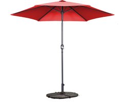 Oviala - Kantelbare rechte parasol van 3m met 4 rode gewichtsplaten - Matera