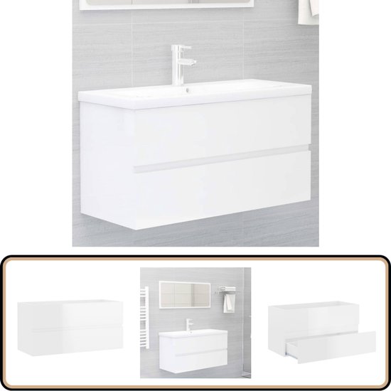 Vicco Badkamermeubelset Wit hoogglans/goud power eiken 3 delen, met