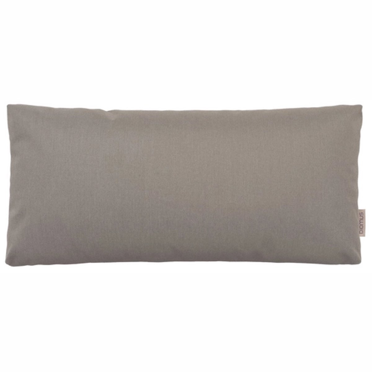 Loungekussen Blomus Stay Earth in 70 x 30 cm, beige, textured outdoor cushion with brand logo.